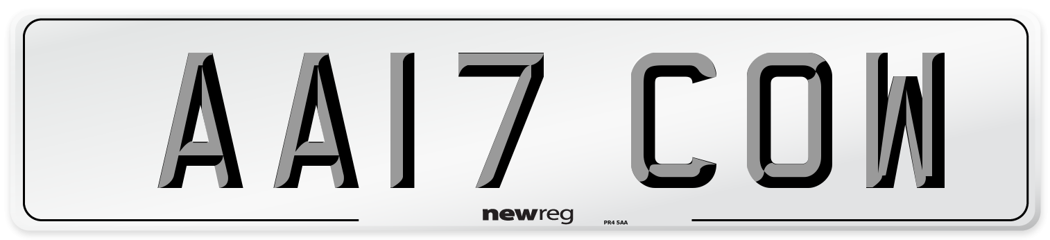 AA17 COW Number Plate from New Reg